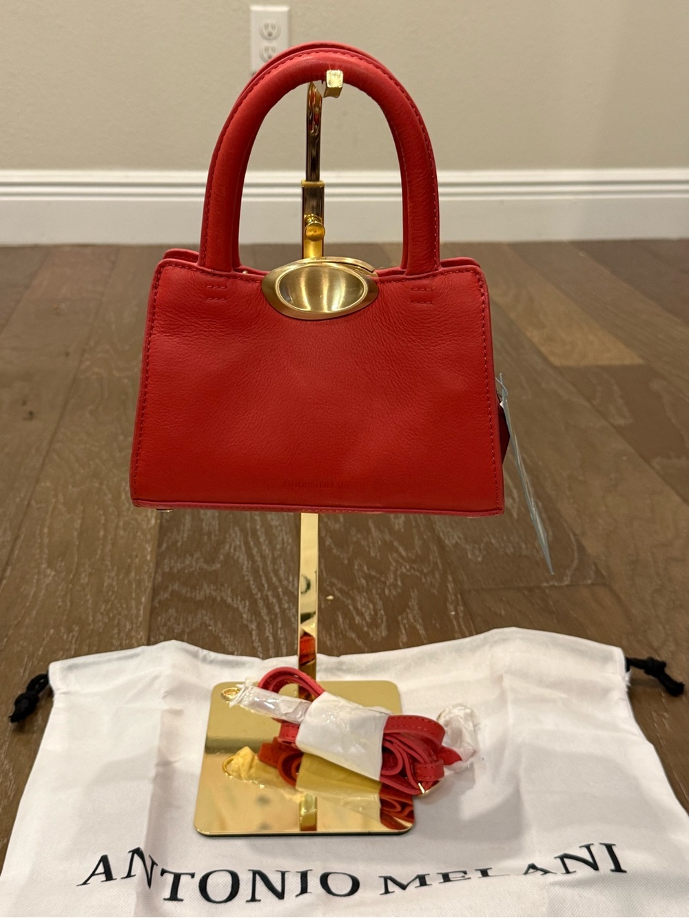 ANTONIO MELANI Mini Corol  June Top-Handle Tote Crossbody Belt with Gold Accent